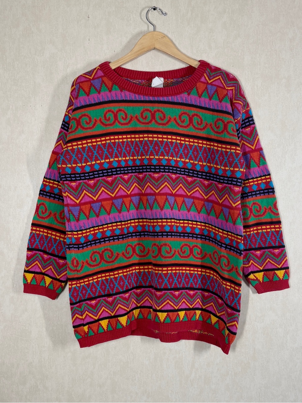 Clifford & Wills Women’s Vintage Geometric Zigzag Grandpa Sweater Colorful Retro
